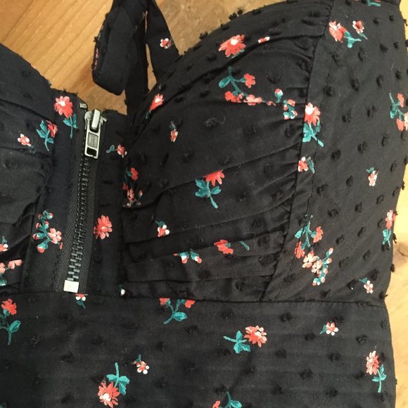 GUESS // Black with Flowers Cotton Mini Dress - Picture 3 of 6